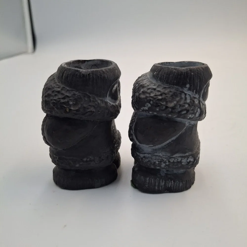 Vintage Authentic Handicraft Eskimo Inuit Figurine Candle Holder Pair 3.25